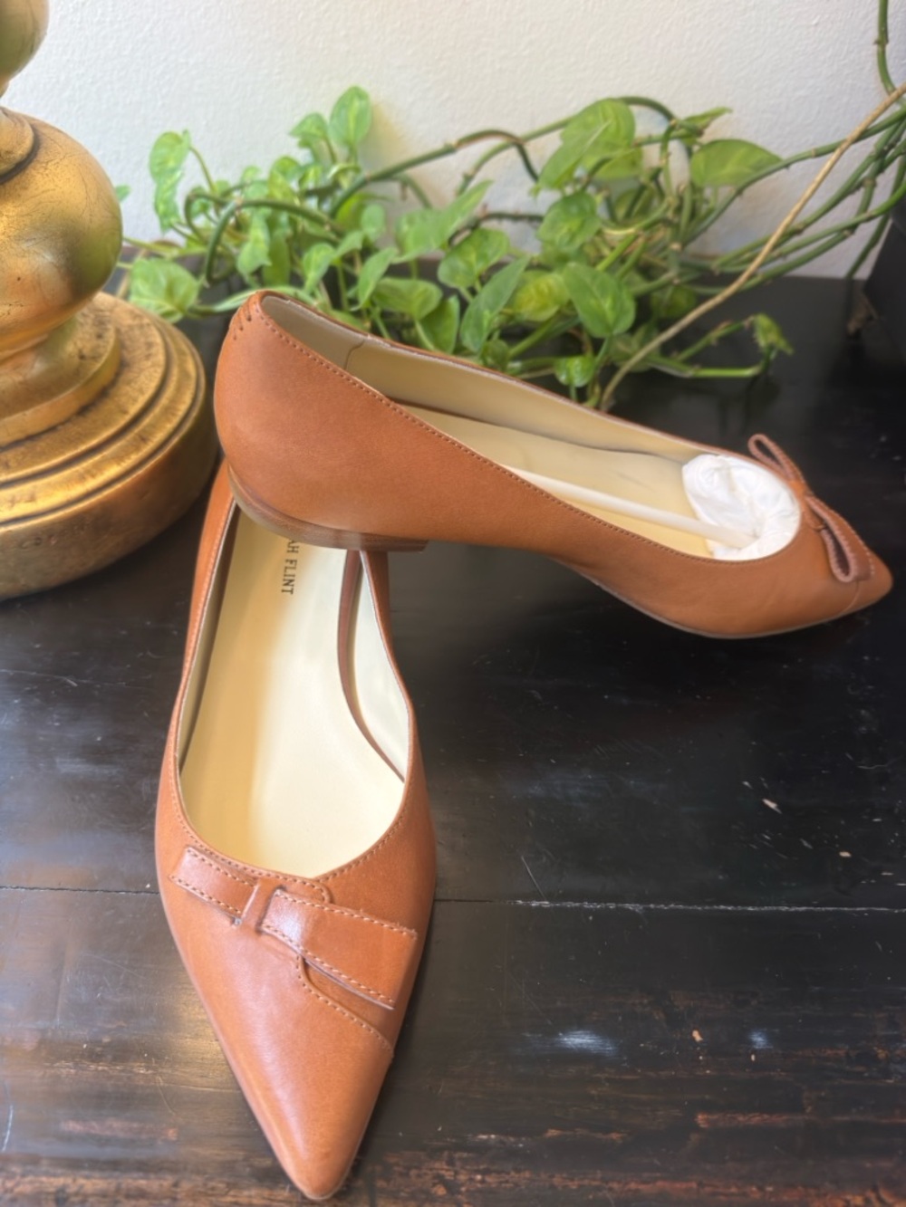 Sarah Flint “Natalie” Ballet Flat in saddle vachetta leather size 38/8